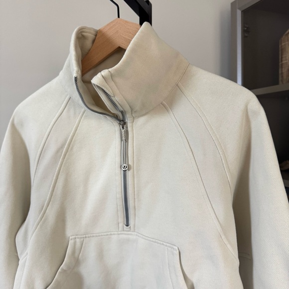 Lululemon Scuba Oversized Half Zip Funnel Neck Bone Neutral Sweatshirt XS S 1/2 - Picture 3 of 8